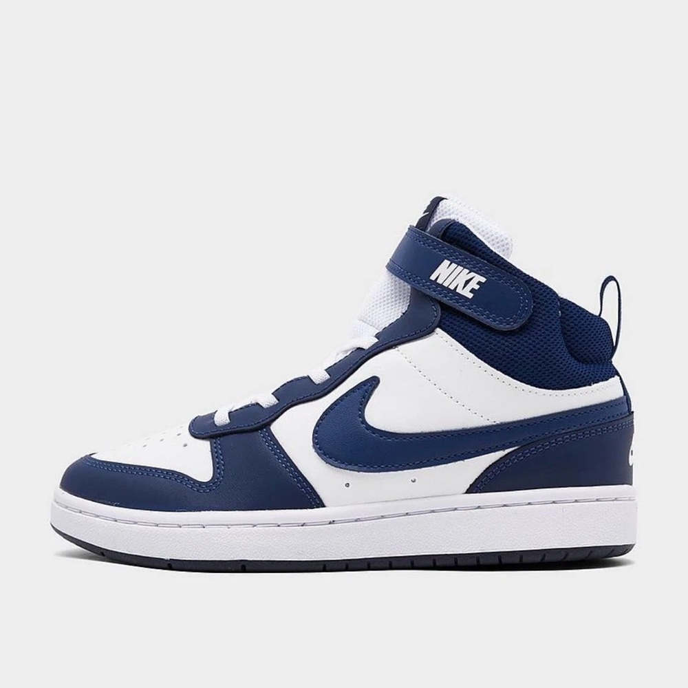 NIB Little Kid PS Nike Court Borough Mid 2 CD7783-107 White/Signal Blue